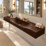 Caveren Sculpted Trough Handcrafted Floating Bathroom Vanity with Integrated Sink by Timberustic — Dark Walnut finish