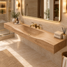 Caveren Sculpted Trough Handcrafted Floating Bathroom Vanity with Integrated Sink by Timberustic — Natural Oak finish