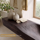 Caveren Sculpted Trough Handcrafted Floating Bathroom Vanity with Integrated Sink by Timberustic — natural wood grain detail