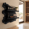 Cavoren Live Edge Handcrafted Floating Wine Shelf by Timberustic — Black finish