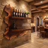 Cavoren Live Edge Handcrafted Floating Wine Shelf by Timberustic — Brown finish