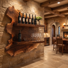 Cavoren Live Edge Handcrafted Floating Wine Shelf by Timberustic — Brown finish