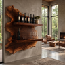 Cavoren Live Edge Handcrafted Floating Wine Shelf by Timberustic — Dark Walnut finish