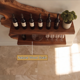 Cavoren Live Edge Handcrafted Floating Wine Shelf by Timberustic — natural wood grain detail