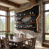 Cendralis Live Edge Handcrafted Floating Wine Shelf by Timberustic — Black finish