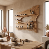 Cendralis Live Edge Handcrafted Floating Wine Shelf by Timberustic — Natural Oak finish
