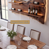 Cendralis Live Edge Handcrafted Floating Wine Shelf by Timberustic — natural wood grain detail