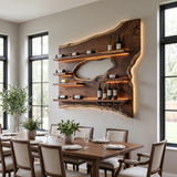 Cendralis Live Edge Handcrafted Floating Wine Shelf by Timberustic — overall product view