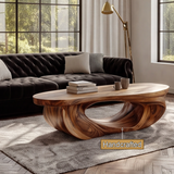 Cevorin Sculpted Solid Wood Coffee Table by Timberustic — handcrafted details
