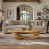 Cevorin Sculpted Solid Wood Coffee Table by Timberustic — Natural Oak finish