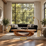 Cevorin Sculpted Solid Wood Coffee Table by Timberustic — product dimensions