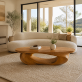 Cevorin Sculpted Solid Wood Coffee Table by Timberustic — Teak finish