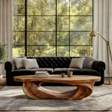 Cevorin Sculpted Solid Wood Coffee Table by Timberustic — overall product view