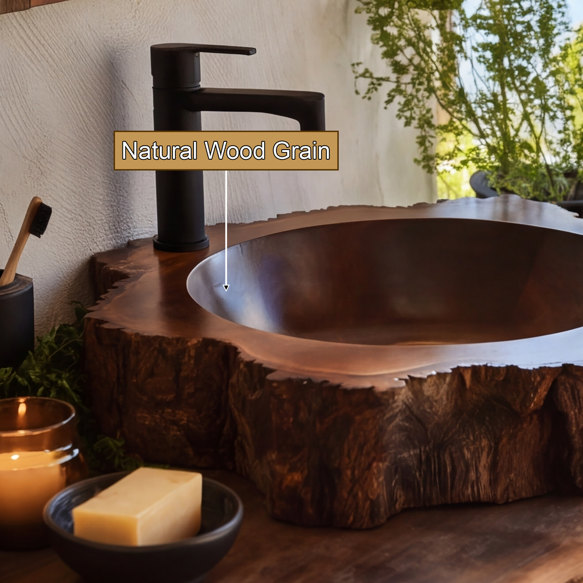 Cortessa Round Bark-Textured Handcrafted Vessel Sinks - Timberustic Vessel Sinks