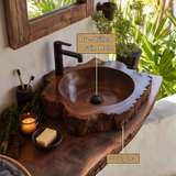 Cortessa Round Bark-Textured Handcrafted Vessel Sinks - Timberustic Vessel Sinks