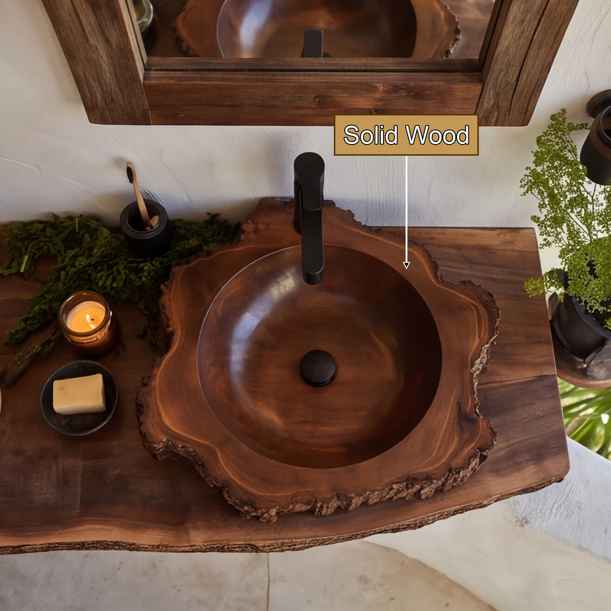 Cortessa Round Bark-Textured Handcrafted Vessel Sinks - Timberustic Vessel Sinks