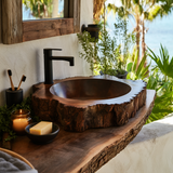 Cortessa Round Bark-Textured Handcrafted Vessel Sinks - Timberustic Vessel Sinks