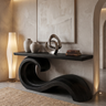 Corvella Sculpted Wave Handcrafted Console Table by Timberustic — Black finish