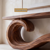 Corvella Sculpted Wave Handcrafted Console Table by Timberustic — handcrafted details