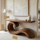 Corvella Sculpted Wave Handcrafted Console Table by Timberustic — product dimensions