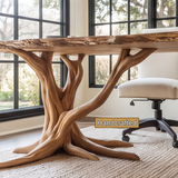 Dendrava Tree Base Sculpted Handcrafted Desk With Drawers by Timberustic — handcrafted details