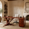 Dendrava Tree Base Sculpted Handcrafted Desk With Drawers by Timberustic — Mahogany finish