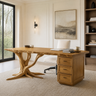 Dendrava Tree Base Sculpted Handcrafted Desk With Drawers by Timberustic — Teak finish