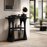 Elarvo Arched Sculpted Handcrafted Record Player Stand With Storage Black - Timberustic Record Player Stand With Storage