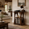 Elarvo Arched Sculpted Handcrafted Record Player Stand With Storage Dark Walnut - Timberustic Record Player Stand With Storage