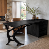 Eldervane Live Edge Branch Base Handcrafted Desk with Drawers Black - Timberustic Desk With Drawers