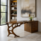 Eldervane Live Edge Branch Base Handcrafted Desk with Drawers Brown - Timberustic Desk With Drawers