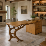 Eldervane Live Edge Branch Base Handcrafted Desk with Drawers Teak - Timberustic Desk With Drawers
