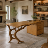 Eldervane Live Edge Branch Base Handcrafted Desk with Drawers Teak - Timberustic Desk With Drawers