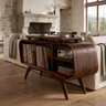 Ellivane Wraparound Frame Handcrafted Record Player Stand With Storage Dark Walnut - Timberustic Record Player Stand With Storage
