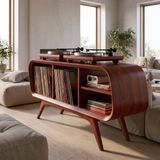 Ellivane Wraparound Frame Handcrafted Record Player Stand With Storage Mahogany - Timberustic Record Player Stand With Storage