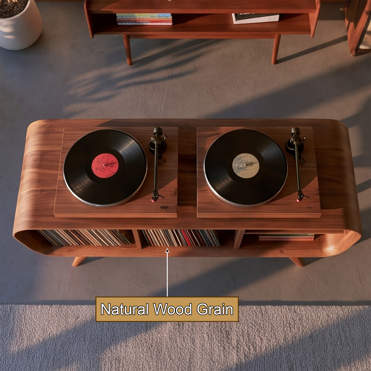 Ellivane Wraparound Frame Handcrafted Record Player Stand With Storage - Timberustic Record Player Stand With Storage