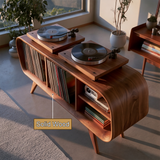 Ellivane Wraparound Frame Handcrafted Record Player Stand With Storage - Timberustic Record Player Stand With Storage