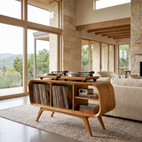 Ellivane Wraparound Frame Handcrafted Record Player Stand With Storage Teak - Timberustic Record Player Stand With Storage