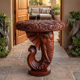 Elovara Sculpted Elephant Handcrafted Pedestal Stand Mahogany - Timberustic Pedestal Stand