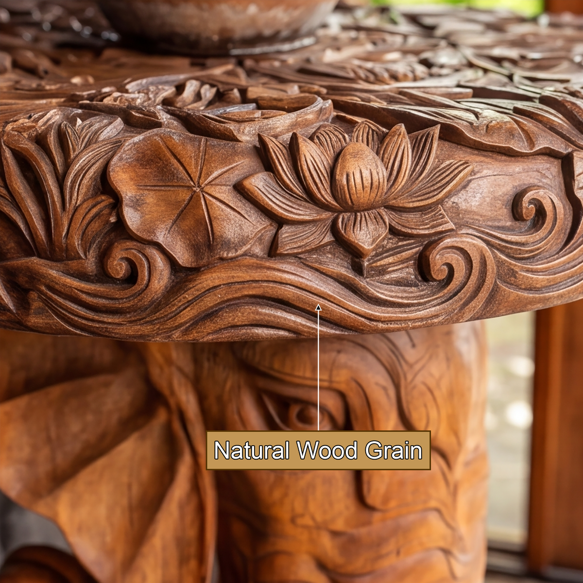 Elovara Sculpted Elephant Handcrafted Pedestal Stand - Timberustic Pedestal Stand