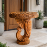 Elovara Sculpted Elephant Handcrafted Pedestal Stand Teak - Timberustic Pedestal Stand