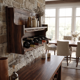 Elvarin Handcrafted Floating Wine Shelf by Timberustic — Dark Walnut finish