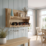 Elvarin Handcrafted Floating Wine Shelf by Timberustic — Natural Oak finish