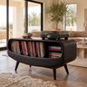 Elvarro Rounded Profile Handcrafted Record Player Stand With Storage Black - Timberustic Record Player Stand With Storage