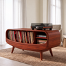 Elvarro Rounded Profile Handcrafted Record Player Stand With Storage Mahogany - Timberustic Record Player Stand With Storage