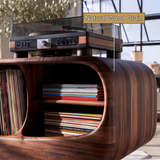 Elvarro Rounded Profile Handcrafted Record Player Stand With Storage - Timberustic Record Player Stand With Storage