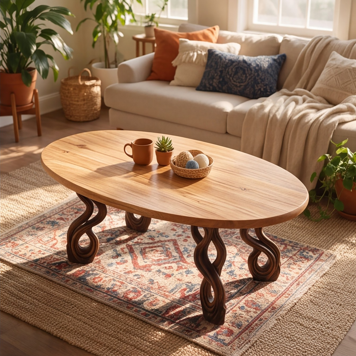 Lyrava Sculpted Loop Leg Handcrafted Coffee Table - Timberustic Coffee Table