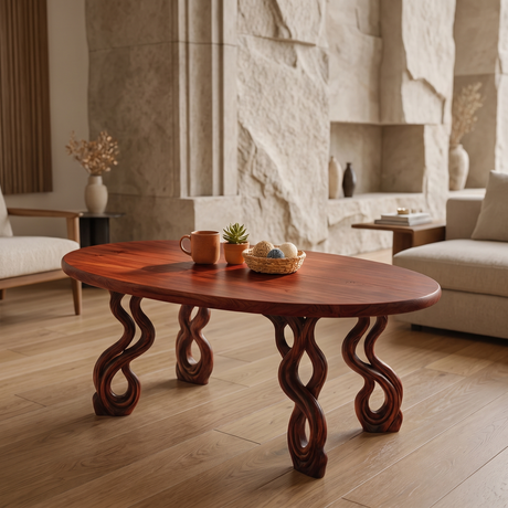 Lyrava Sculpted Loop Leg Handcrafted Coffee Table Mahogany - Timberustic Coffee Table