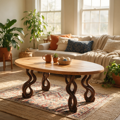 Lyrava Sculpted Loop Leg Handcrafted Coffee Table - Timberustic Coffee Table