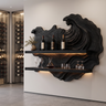 Marevyn Wave-Relief Handcrafted Floating Wine Shelf by Timberustic — Black finish